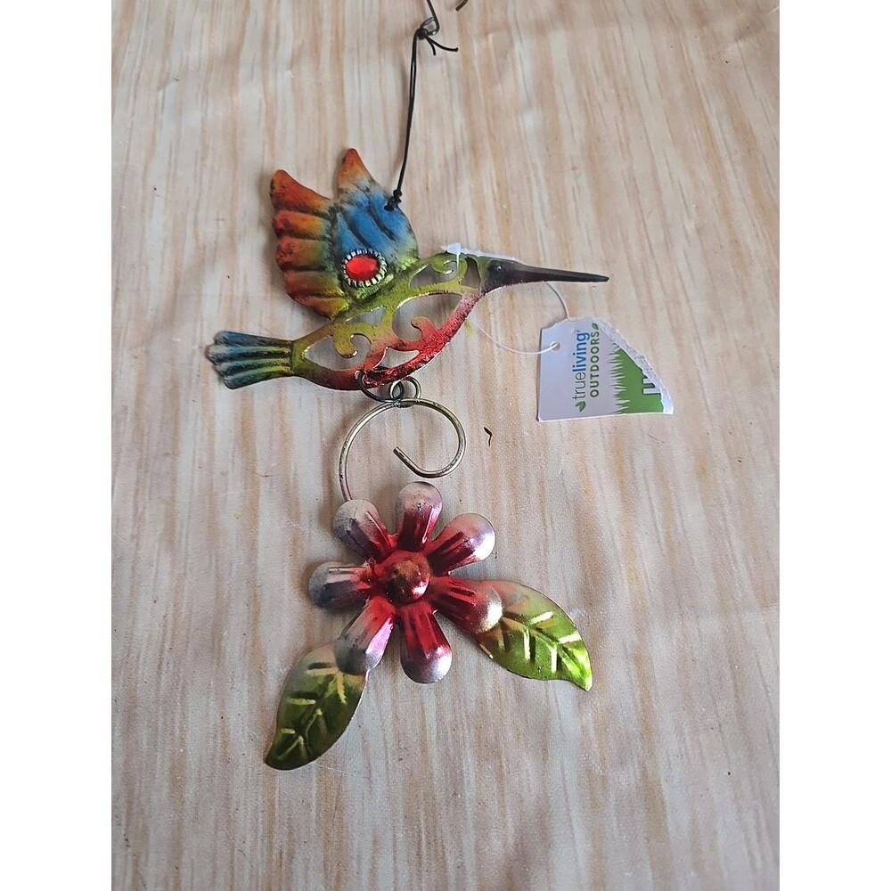 Beautiful METAL GREEN RED HUMMINGBIRD Wall Decor 12x5 DOOR PORCH DECORATION
